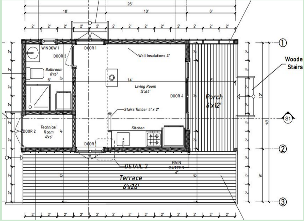 164-TRM Modern Eco-Friendly Wooden Kit Home With Bedroom, Bathroom & Kitchen (468 sq ft)