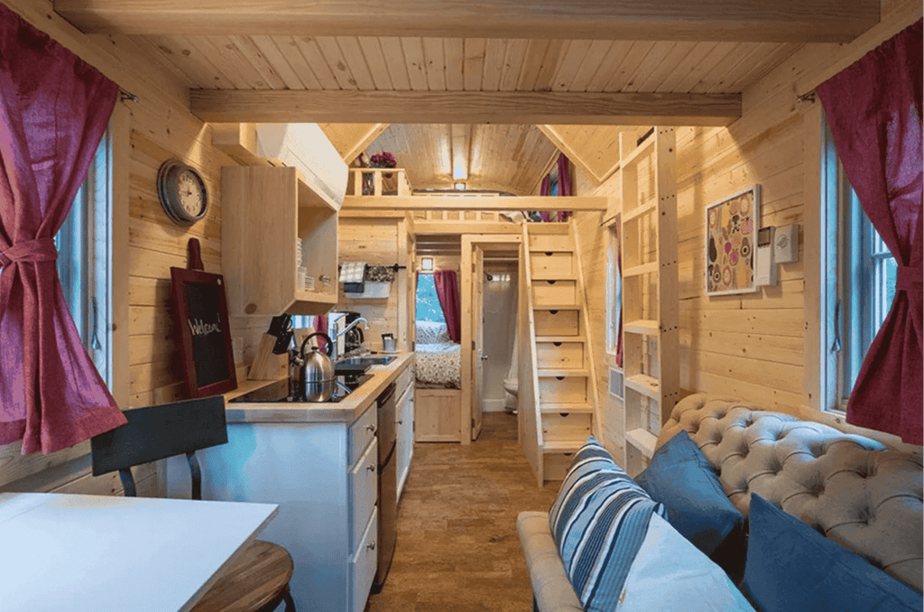 FVX-765 Tiny Mobile Home On Wheels With Bedroom, Bathroom & Kitchen (171 sq ft)