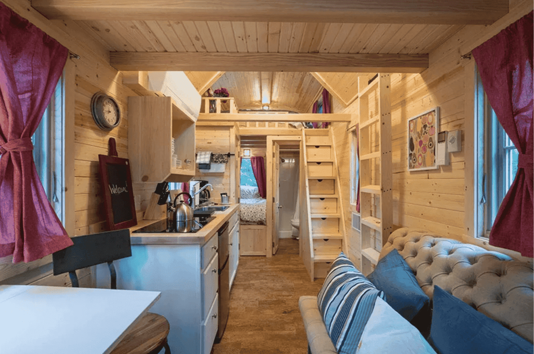 FVX-765 Tiny Mobile Home On Wheels With Bedroom, Bathroom & Kitchen (171 sq ft)